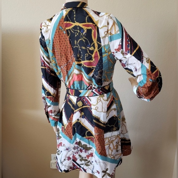 🧁ZARA floral Baroque chain patch work pleated dress- SZ: XS. NWOT - Picture 4 of 15